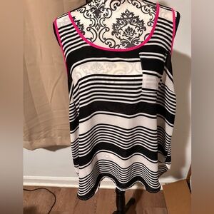 Torrid Striped Black and White Women's Top with Pink Accents